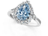 White gold Fancy Blue Pear Cut Diamond Halo Ring with Pear Side Stones and Prong Setting_104