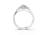 White gold Fancy Blue Pear Cut Diamond Halo Ring with Pear Side Stones and Prong Setting_106
