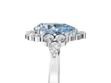 White gold Fancy Blue Pear Cut Diamond Halo Ring with Pear Side Stones and Prong Setting_108