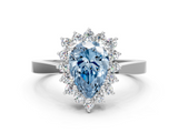 White gold Fancy Blue Pear  Cut Diamond Halo Ring with Round Brilliant Halo and Solitaire Band_85