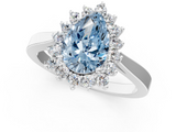 White gold Fancy Blue Pear  Cut Diamond Halo Ring with Round Brilliant Halo and Solitaire Band_86