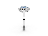 White gold Fancy Blue Pear  Cut Diamond Halo Ring with Round Brilliant Halo and Solitaire Band_87