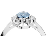 White gold Fancy Blue Pear  Cut Diamond Halo Ring with Round Brilliant Halo and Solitaire Band_89