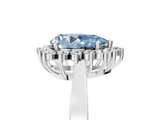 White gold Fancy Blue Pear  Cut Diamond Halo Ring with Round Brilliant Halo and Solitaire Band_90
