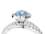 White gold Fancy Blue Pear Cut Diamond Halo Ring with Round Split Shank and Prong Setting_29
