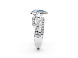 White gold Fancy Blue Pear Cut Diamond Halo Ring with Round Split Shank and Prong Setting_75