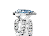 White gold Fancy Blue Pear Cut Diamond Halo Ring with Round Split Shank and Prong Setting_78
