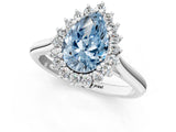 White gold Fancy Blue Pear  Cut Diamond Halo Ring with Solitaire Band and Prong Setting_76