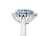 White gold Fancy Blue Pear  Cut Diamond Halo Ring with Solitaire Band and Prong Setting_76
