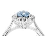 White gold Fancy Blue Pear  Cut Diamond Halo Ring with Solitaire Band and Prong Setting_79
