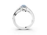 White gold Fancy Blue Pear Cut Diamond Halo Ring with Split Shank Pavé Band and Four-Prong Setting_42