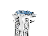 White gold Fancy Blue Pear Cut Diamond Halo Ring with Split Shank Pavé Band and Four-Prong Setting_47