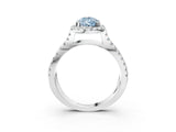 White gold Fancy Blue Pear Cut Diamond Halo Ring with Split Shank Pavé Band and Prong Setting_81