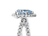 White gold Fancy Blue Pear Cut Diamond Halo Ring with Split Shank Pavé Band and Prong Setting_84