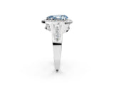 White gold Fancy Blue Pear Cut Diamond Halo Ring with Split Shank and Bezel Accents and Prong Setting_2