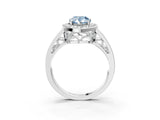White gold Fancy Blue Pear Cut Diamond Halo Ring with Split Shank and Bezel Accents and Prong Setting_3