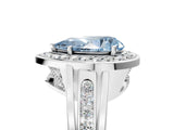 White gold Fancy Blue Pear Cut Diamond Halo Ring with Split Shank and Bezel Accents and Prong Setting_5
