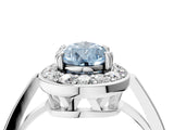 White gold Fancy Blue Pear Cut Diamond Halo Ring with Split Shank and Four-Prong Setting_100