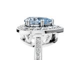 White gold Fancy Blue Pear Cut Diamond Halo Ring with Split Shank and Four-Prong Setting_101