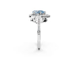White gold Fancy Blue Pear Cut Diamond Halo Ring with Split Shank and Four-Prong Setting_98