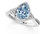 White gold Fancy Blue Pear Cut Diamond Halo Ring with Tapered Band and Four-Prong Setting_20