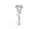 White gold Fancy Blue Pear Cut Diamond Halo Ring with Vintage Split Shank and Four-Prong Setting_100