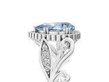 White gold Fancy Blue Pear Cut Diamond Halo Ring with Vintage Split Shank and Four-Prong Setting_103
