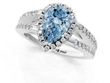 White gold Fancy Blue Pear Cut Diamond Halo Split Shank Engagement Ring_70