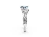 White gold Fancy Blue Pear Cut Diamond  Halo Twist Band Solitaire Prong Setting Ring_14