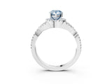 White gold Fancy Blue Pear Cut Diamond  Halo Twist Band Solitaire Prong Setting Ring_15