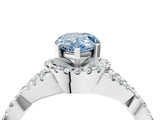 White gold Fancy Blue Pear Cut Diamond  Halo Twist Band Solitaire Prong Setting Ring_16