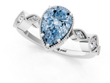 White gold Fancy Blue Pear  Cut Diamond Milgrain Marquise Band with Prong Setting_4