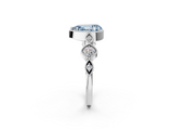 White gold Fancy Blue Pear  Cut Diamond Milgrain Marquise Band with Prong Setting_5