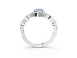 White gold Fancy Blue Pear  Cut Diamond Milgrain Marquise Band with Prong Setting_6