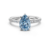 White gold Fancy Blue Pear  Cut Diamond Pavé Band Ring with Four-Prong Setting_24