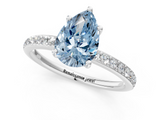 White gold Fancy Blue Pear  Cut Diamond Pavé Band Ring with Four-Prong Setting_25