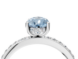 White gold Fancy Blue Pear  Cut Diamond Pavé Band Ring with Four-Prong Setting_28