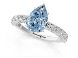 White gold Fancy Blue Pear Cut Diamond Pavé Band Solitaire Ring with Prong Setting_140