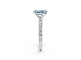 White gold Fancy Blue Pear Cut Diamond Pavé Band Solitaire Ring with Prong Setting_141