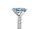 White gold Fancy Blue Pear Cut Diamond Pavé Band Solitaire Ring with Prong Setting_144