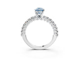 White gold Fancy Blue Pear Cut Diamond Pavé Band Solitaire Ring with Prong Setting_148