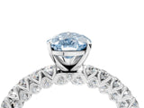 White gold Fancy Blue Pear Cut Diamond Pavé Band Solitaire Ring with Prong Setting_149