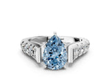 White gold Fancy Blue Pear  Cut Diamond Pavé Band Solitaire with Four-Prong Setting_15