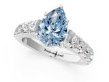 White gold Fancy Blue Pear  Cut Diamond Pavé Band Solitaire with Four-Prong Setting_4