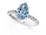 White gold Fancy Blue Pear  Cut Diamond Pavé Band Solitaire with Four-Prong Setting_4