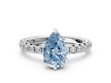 White gold Fancy Blue Pear  Cut Diamond Pavé Band with Four-Prong Setting_20