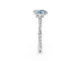 White gold Fancy Blue Pear Cut Diamond Pavé Engagement Ring with Round  Accents and Prong Setting_86