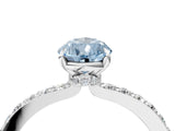 White gold Fancy Blue Pear Cut Diamond Pavé Engagement Ring with Round  Accents and Prong Setting_88