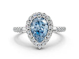 White gold Fancy Blue Pear Cut Diamond Pavé Halo Ring with Four-Prong Setting_48