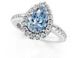 White gold Fancy Blue Pear Cut Diamond Pavé Halo Ring with Four-Prong Setting_49